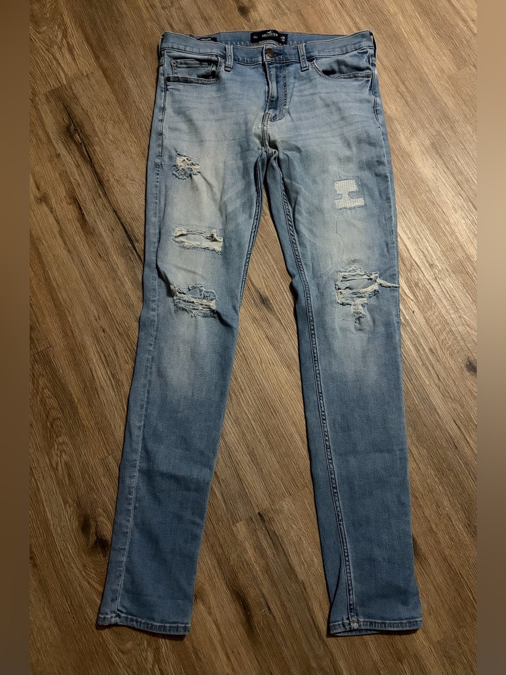 Hollister - Light Blue, Distressed Jeans - Size 34X32